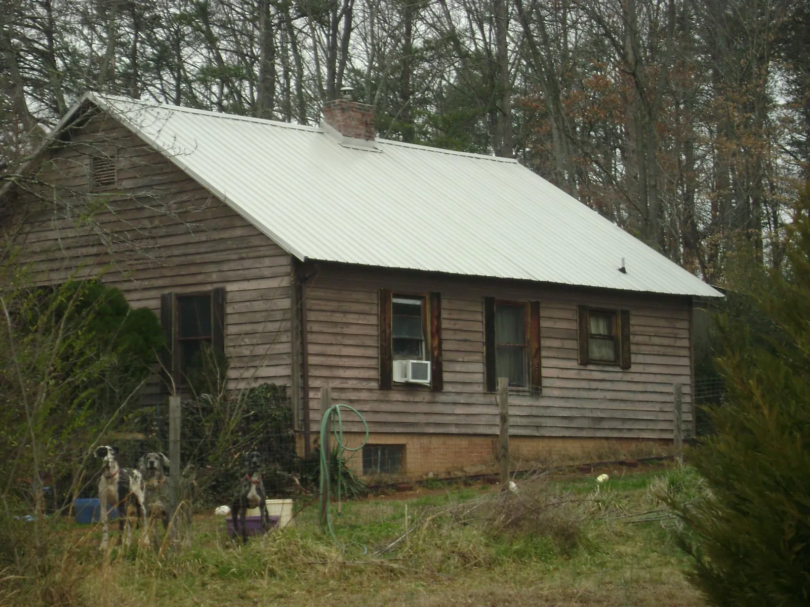 White metal roof on an old wood sided farmhouse, from a Asphalt Shingle Roof Repair job in Elizabethville